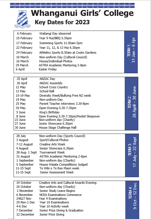 New New 2023 Key dates